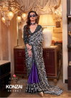 Konzai By Rajtex Black And Purple Patola Printed Satin Crepe Saree Online Wholesale